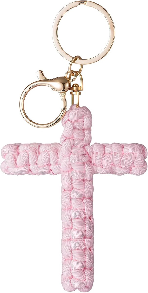 Kruis Sleutelhanger, Jezus Tasaccessoire Tas Charms Christelijke Autoaccessoire Handgemaakt Zacht Kruis Sleutelhanger Boho Decoratie voor Dames en Heren Geschenken