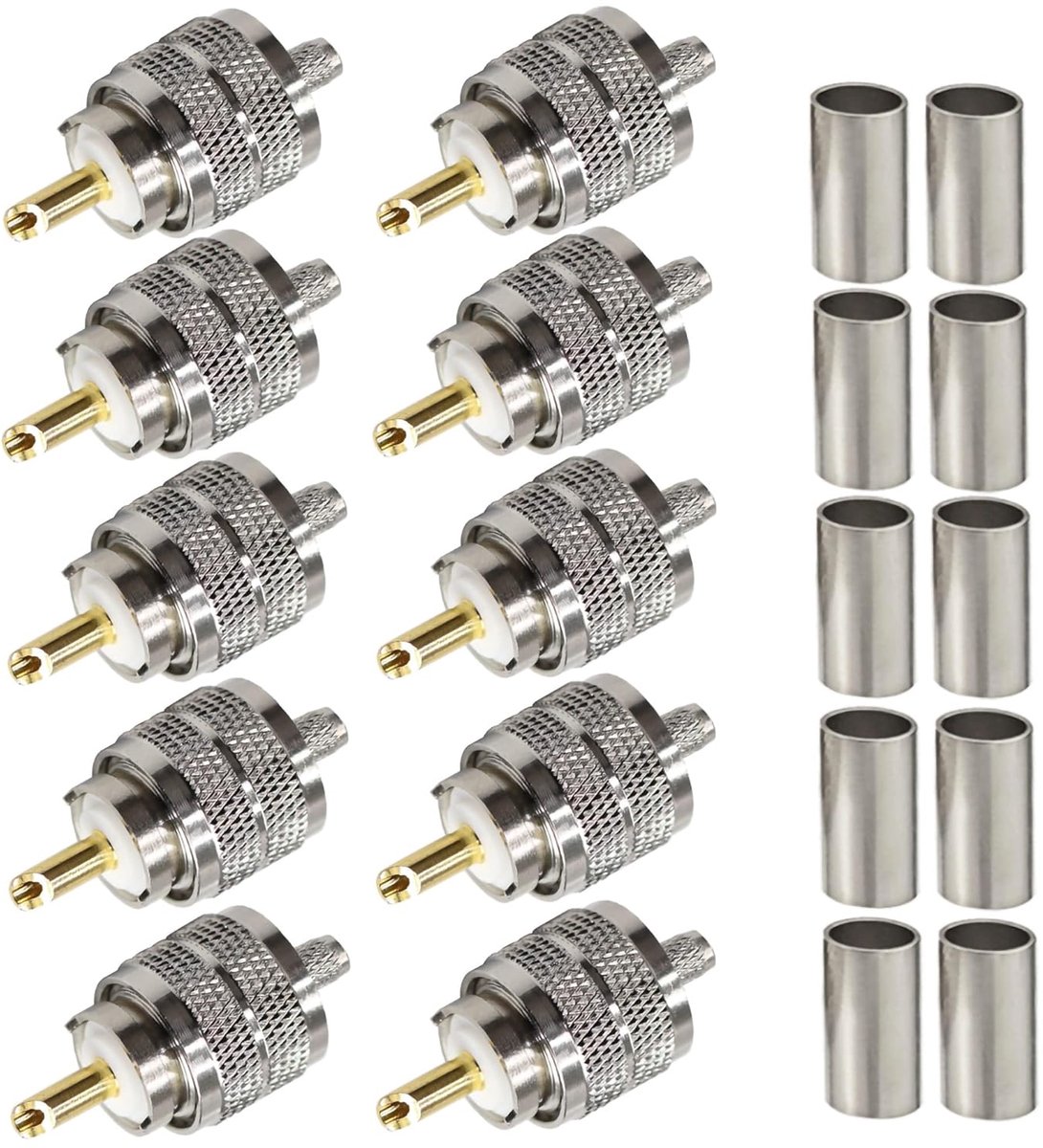 SO239 Stekker 10 stuks PL259 krimp-coaxiale adapter met SO239 PL-259 stekker RF-stekker voor RG58 RG142 compatibel met CB amateurantenne