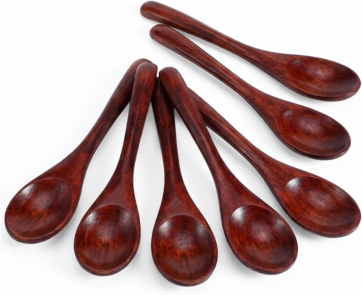 7 stuks kleine houten lepels, lichte houten lepel, veelzijdige houten lepel voor thee, koffie, jam, yoghurt en ijs