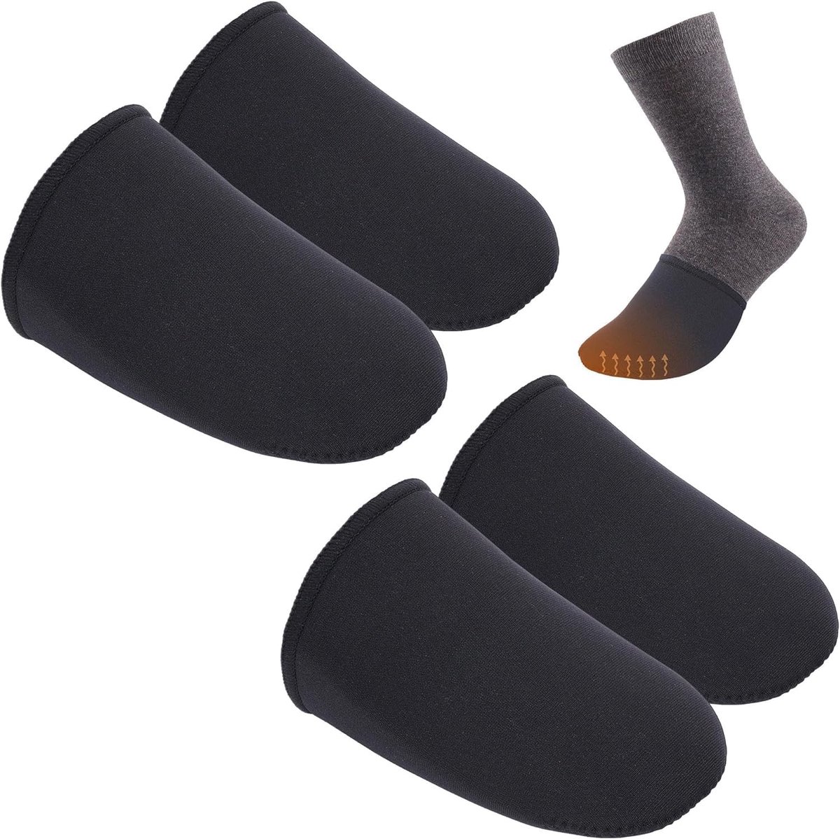2 paar neopreen teenwarmers, teenwarmers, uniseks voetwarmers, neopreen sokken, zwarte zoolwarmers voor fietsen, hardlopen, wandelen, skiën