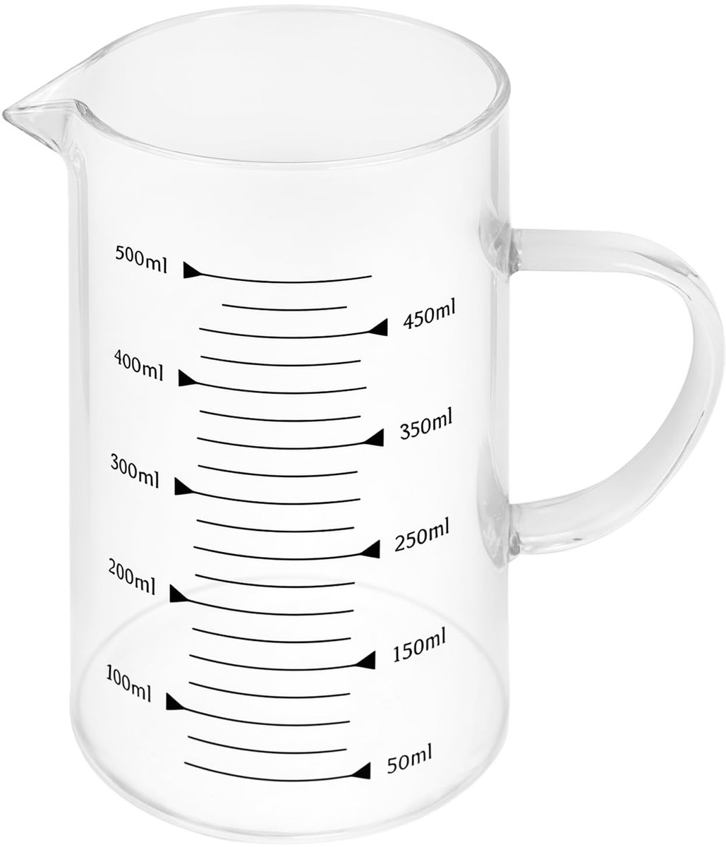 Glazen maatbeker 500 ml - borosilicaatglas - hittebestendig - perfect voor nauwkeurige metingen - SnelShoppen