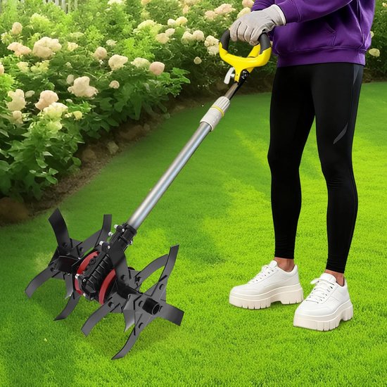 Tuincultivator, 9 tanden, roterende cultivator voor het losmaken van de bodem in boomgaarden, akkerland — afbeelding 4