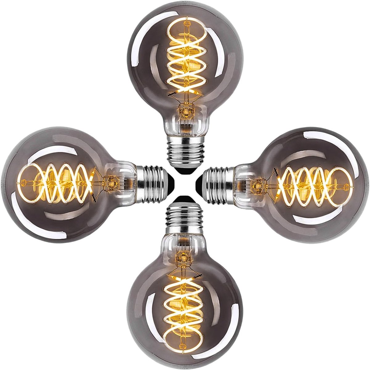 Led Lamp Dimbaar Gloeilamp E27 Vintage Warm Wit G80 4W Edison Led Gloeilamp Ideaal Voor Decoratieve Nostalgie En Retro Verlichting, Grijs-4 stuk(BT1)