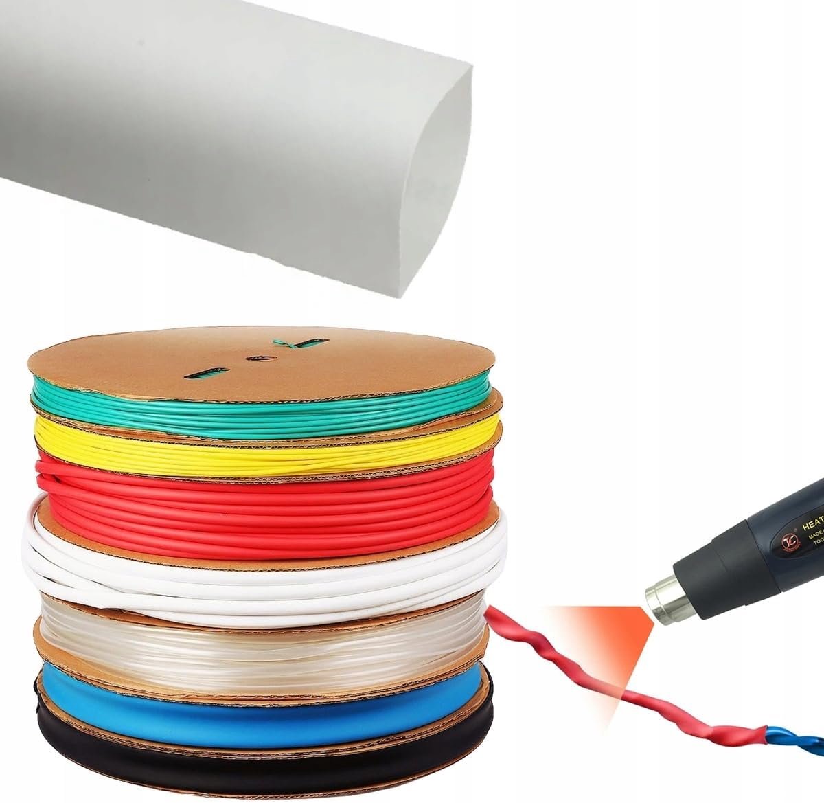 Witte krimpkous, 20 mm, 1 m, zelfdovend, uv-bestendig, 2:1 krimpverhouding, elektronica, auto-industrie, krimpkousen voor isolatie en bescherming
