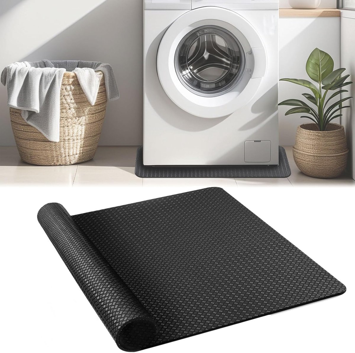 60 x 60 cm voor wasmachine, antislip vloerbeschermingsmat van dubbelzijdige siliconen voor droger, koelkast, fitnessapparatuur, waterdicht en geluidsreducerend