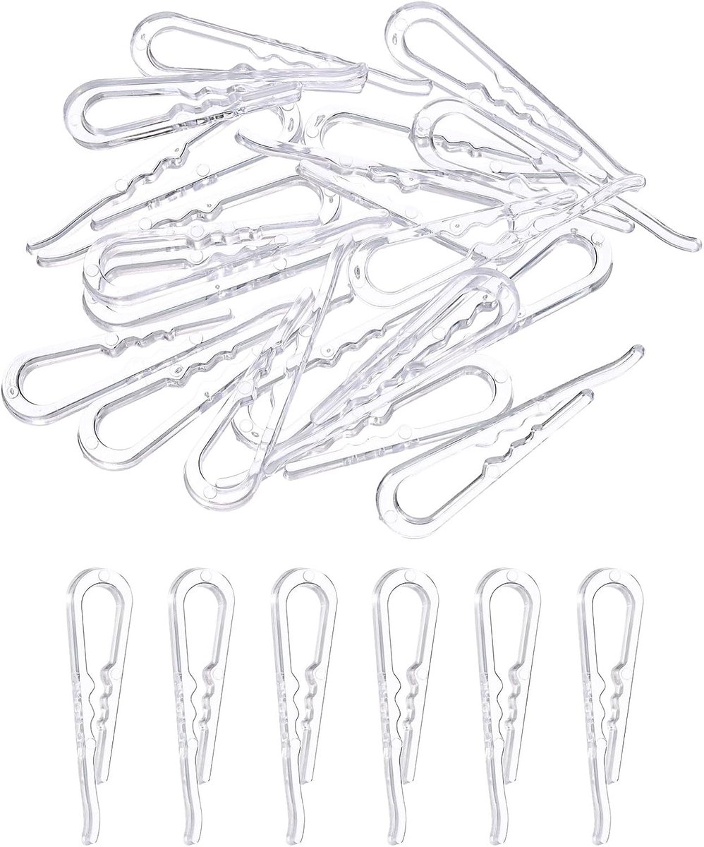 100 stuks 4 cm U-vormige krokodillenclip, hemdclip met tanden, wasknijpers voor sokken, broeken, stropdassen, overhemden, kledingstukken, transparant