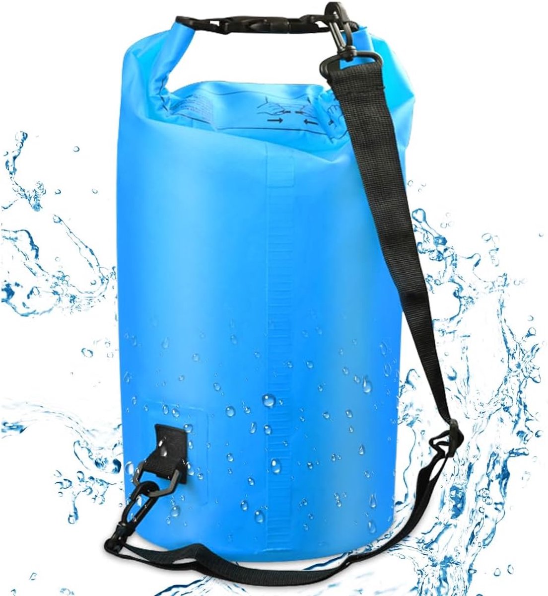 mizikuu Waterdichte tas, 10 l, Dry Bag met verstelbare schouderriem, waterdicht, duurzaam, veelzijdig, organizer voor strand, camping, kajakken, vissen, raften, zwemmen, boottochten, wandelen, blauw