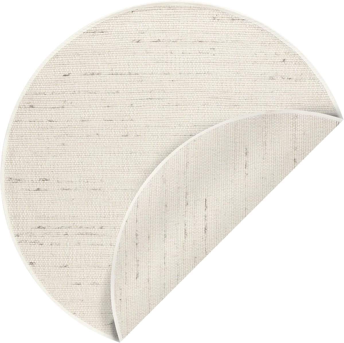 2100 Cirkel Tapijt wit/natuurlijk grijs – voor de woonkamer, eetkamer, slaapkamer en keuken, wol, dubbelzijdig, natuurlijk 160 cm