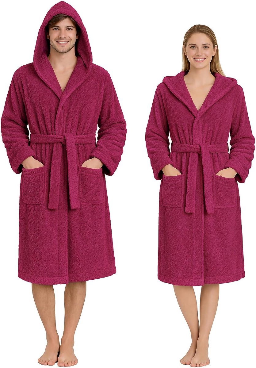 Badjas van 100% katoenen badstof 400 g/m² met capuchon – zacht en absorberend, met riem, zakken en hangers – voor dames en heren volwassenen