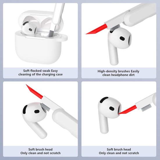 Hoes Compatibel met AirPods 4th Generation hoes (2024) met reinigingsset, Beschermend Siliconen hoesje voor Airpods 4, LED vooraan zichtbaar (Lavendel) — afbeelding 3