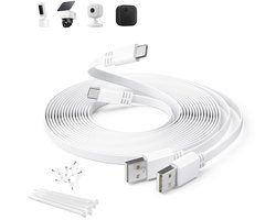 USB A naar USB C Oplaadkabel voor Beveiligingscamera 3M 2 Stuks,Wit | Lange Platte USB C Verlengkabel voor Blink Outdoor 4/Mini 2 2K+,eufy S3 Pro,3C/S300,SoloCam S340/S220/C210/S40,Tapo C120,Ring