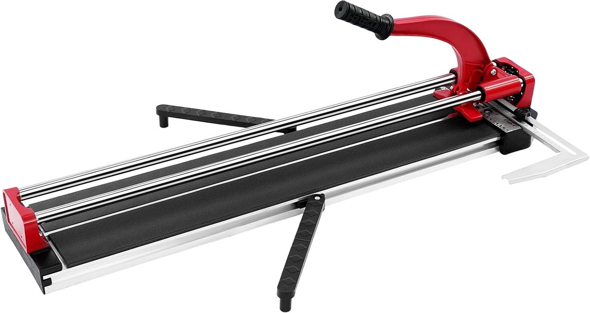 tegelsnijder, 800 mm, tegelsnijmachine, tweesporige tegelsnijder met compensatieklemmen + liniaal, voor het snijden van wandtegels, groeftegels, glazen tegels
