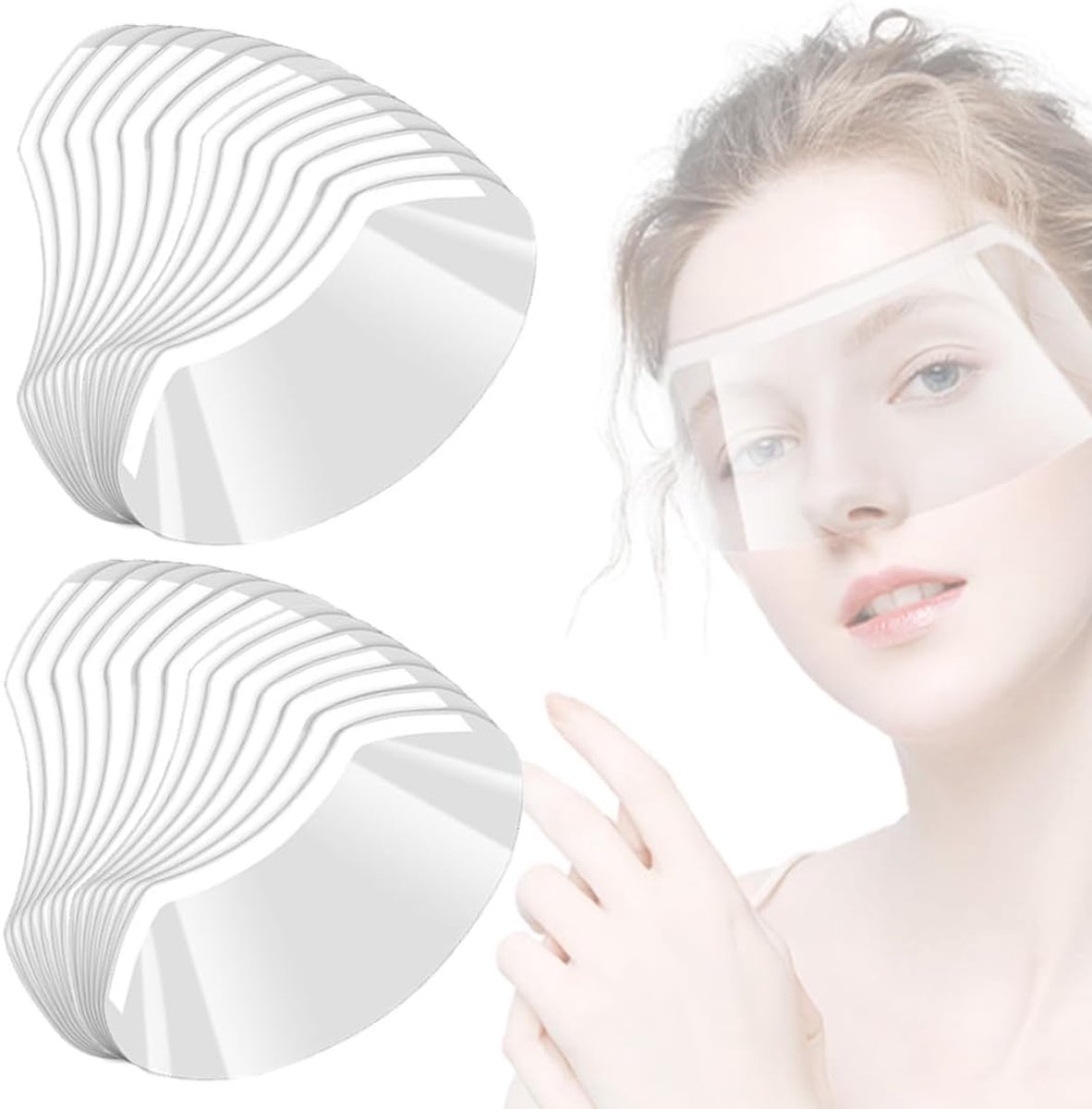 Gezichtsbescherming, transparant vizier, 50 stuks, veiligheidsmasker, voor kappers, kappers, kapsalon, kapsel, shampoo-oogbescherming, schoonheidssalons, make-upbescherming