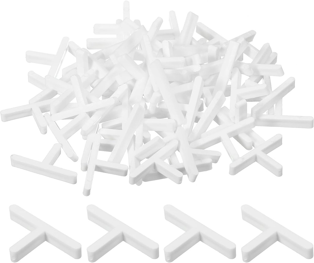 200 stuks wand- en vloertegels kunststof T-vormige afstandhouders tegelgereedschap 2 mm 1/12" tegelafstandhouders voor de installatie van keramische tegels, wit