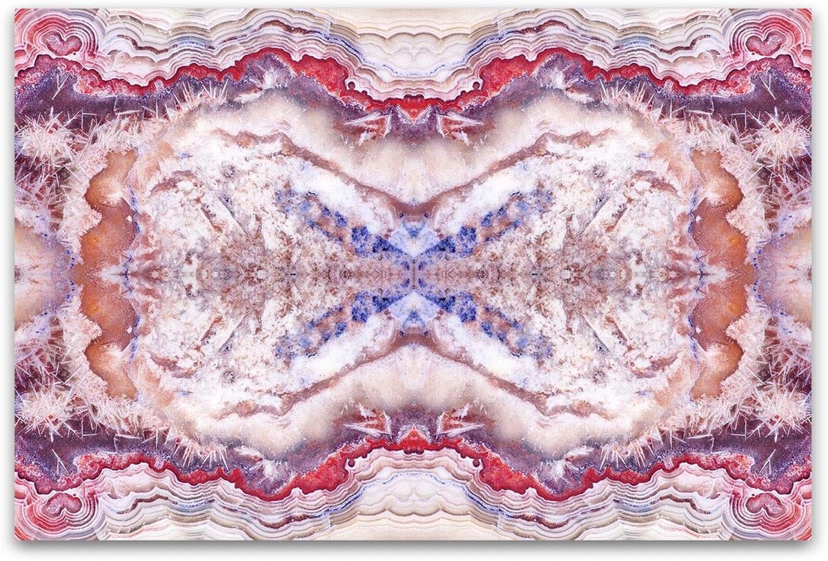 Kunst op Plexiglas – Abstracte Rode Agaat onder de Microscoop 60 x 90 cm