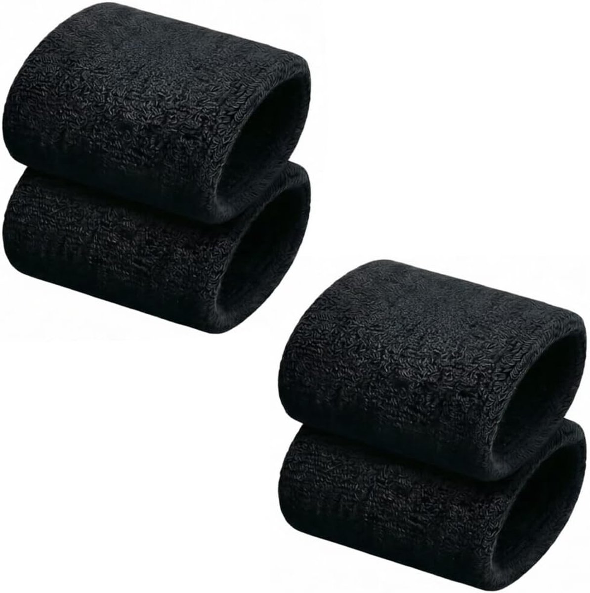 4 stuks zweetbanden voor de pols, zwart, 8 x 8 cm, ademende zweetbanden voor heren en dames, elastische zweetbandenset voor fitness, tennis, hardlopen, basketbal en sportieve training