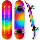 Suotu Skateboard met LED Lichtgevend Dek & Wielen - 80x20cm - ABEC-9 - 95A - Schokabsorptie - Jongens - Meisjes - Volwassenen Skateboards - Gekleurde pijlen