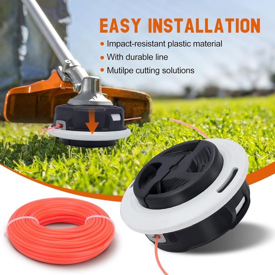 Maikop draadkop Autocut C26-2 voor STIHL FS55 FS56 FS70 FS94 FS91 - FS111 FS131 FS240 FS FR Serie 4002 710 2169 10 x 1,0LH reserveonderdelen grastrimmer met maaidraad 2,4 mm x 21 m (6 m + 15 m) — afbeelding 2