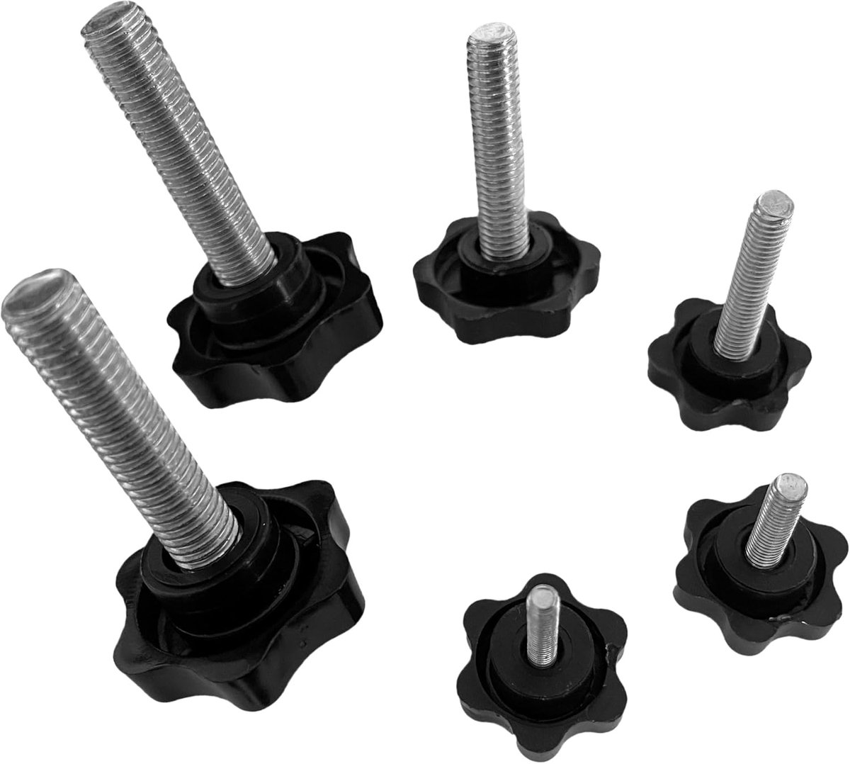 Set van 10 sterknoppen met draadstang (M12, zwart)