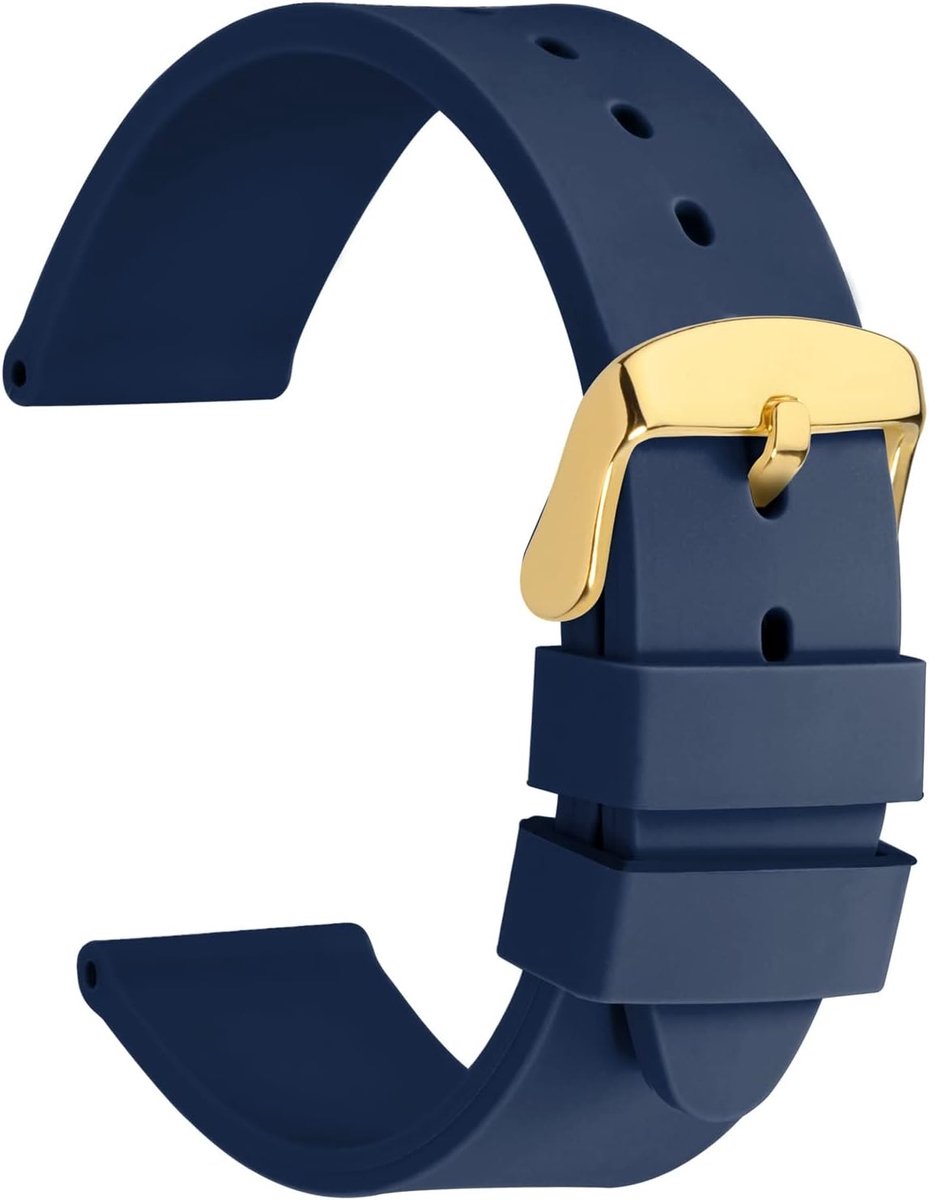 Horlogebanden met Zilveren Roestvrijstalen Gesp, Zachte Rubberen Vervangingsbanden 18mm 20mm 22mm 24mm