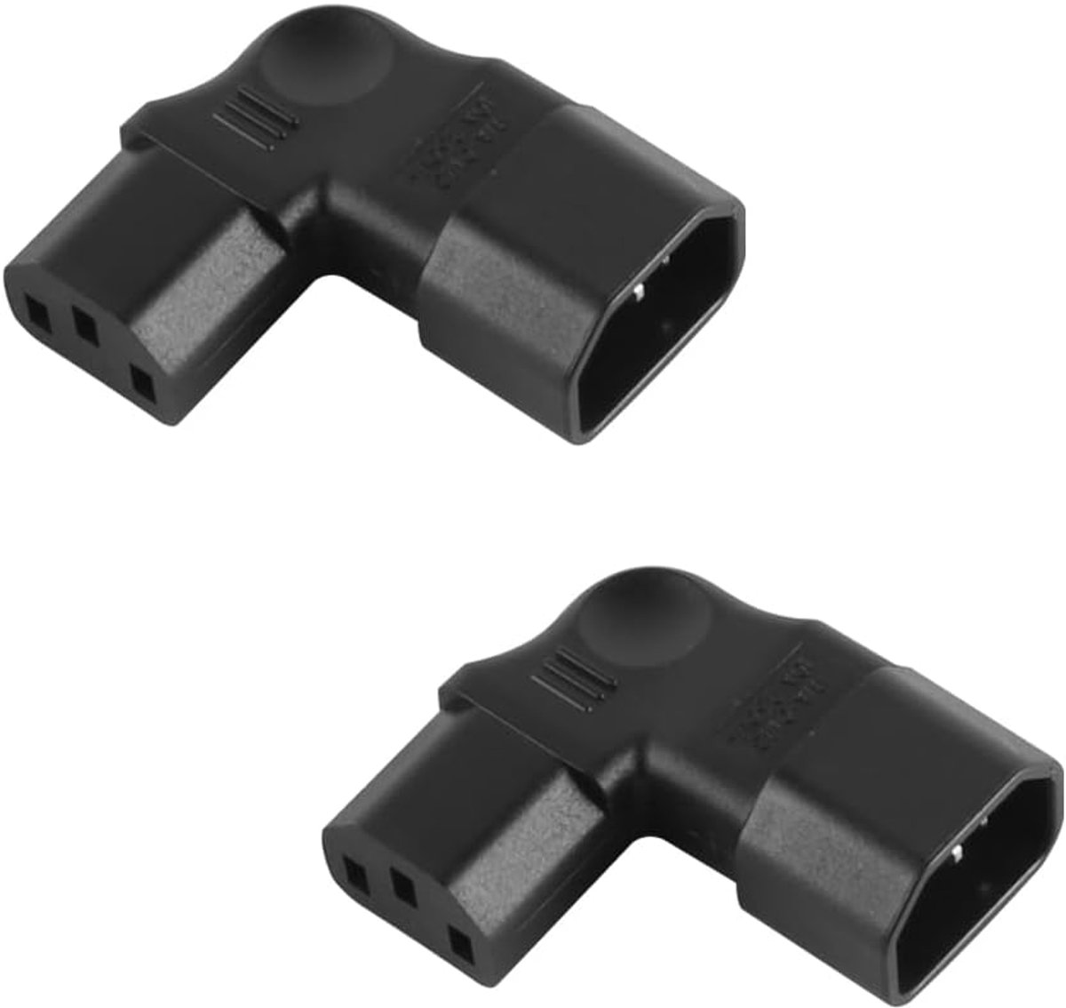 2 stuks C14 naar C13 stroomadapter 90 graden hoek IEC320 C14 naar C13 haakse stroomadapter Waterkoker stroomverlengadapter (linkerhoek)