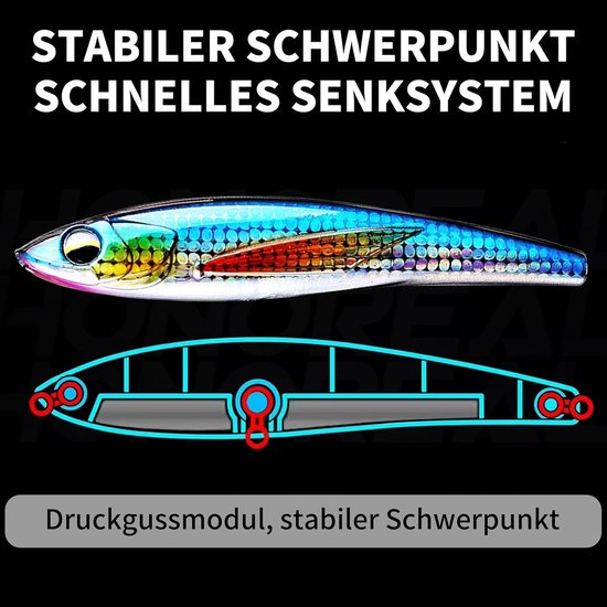 Visaas, 12 cm, 50 g, potlood, zinkend, rubberen vis, pilker, wobbler voor zeevissen, branding, snoek en roofvis — afbeelding 3