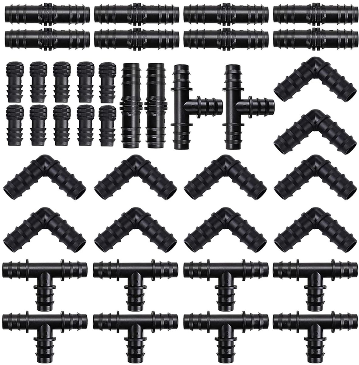 40-delige bewateringsset, automatisch, set 16 mm, 10 koppen, 10 koppelingen, 10 bogen en 10 eindkappen voor tuinslang