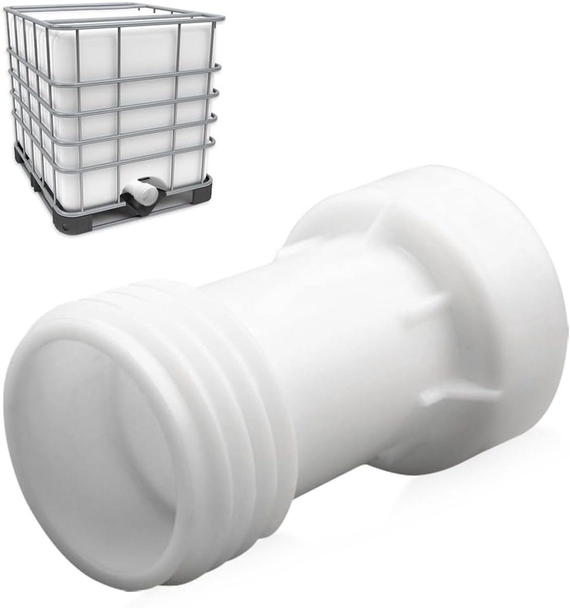 Verlenging voor IBC-uitloop S60 x 6, grove schroefdraad op grove schroefdraad, IBC-adapter S60 x 6, geschikt voor watertank
