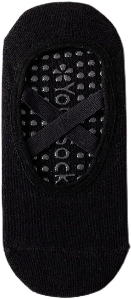 Sokken voor dames, antislip, sportsokken met kruisriem, geschikt voor yoga, dans, fitness, vechtsport, gymnastiek, ballet, trampoline, één maat, past iedereen, zwart