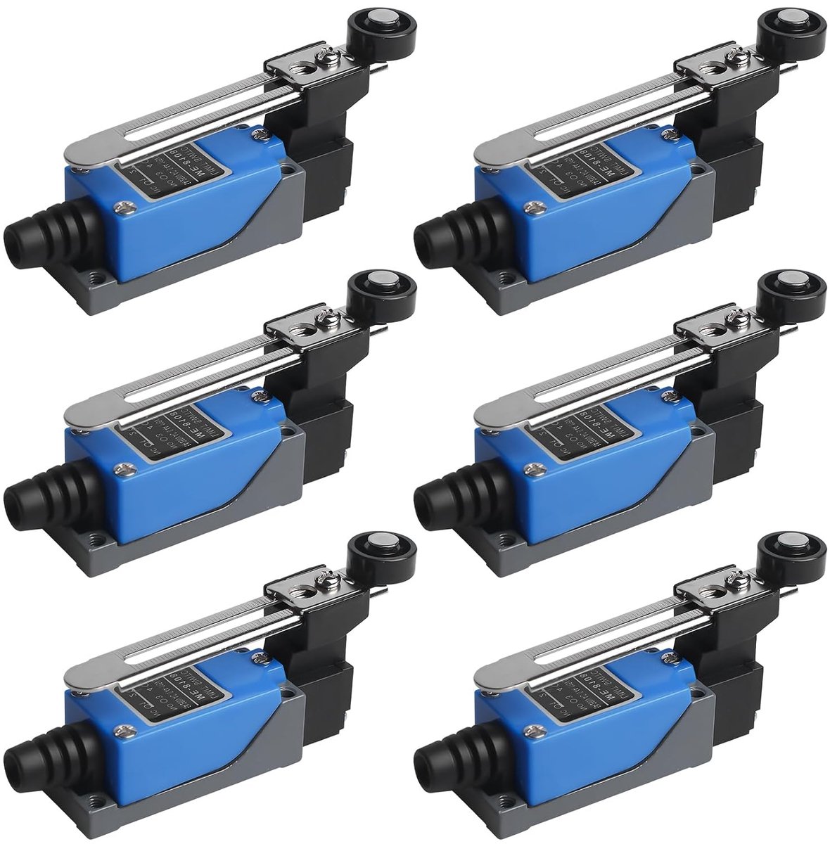 6 stuks eindschakelaar, ME-8108 instelbaar met verstelbare rollerhendel, eindschakelaar, NC + NO (DPDT), grensschakelaar voor CNC-frezen, plasma- en elektrische besturingsschakelaar