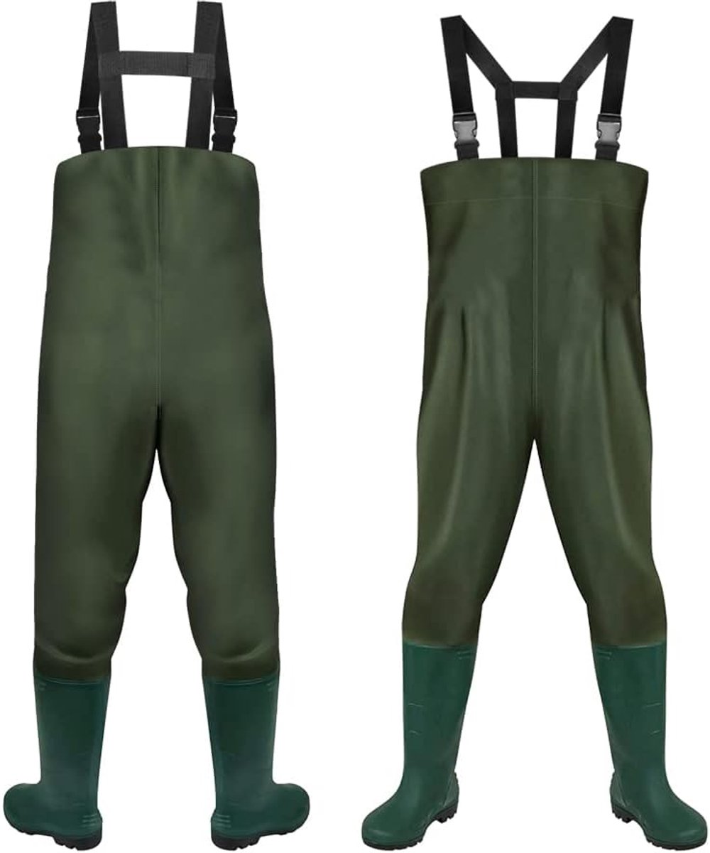 Waders Waterdichte 70D Nylon Samengestelde PVC Visbroek met Antislip Rubberen Laarzen, Vijverbroek, Cruise Broek