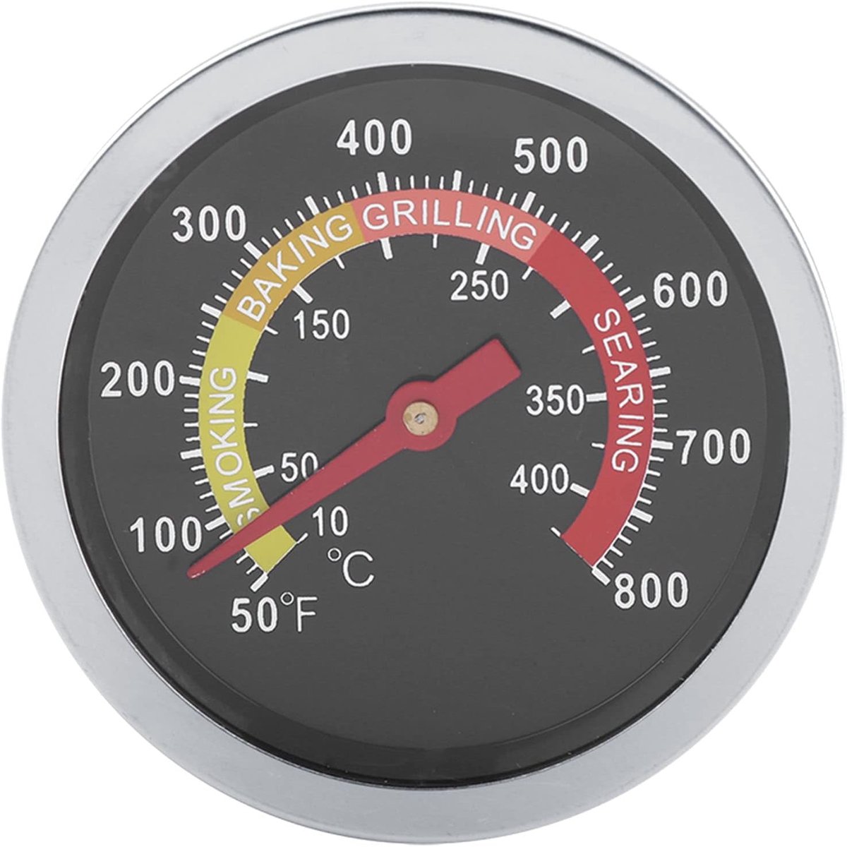 Diego Stalen grillthermometer, temperatuurweergave voor barbecuekoken, smokey-mountain-thermometer, 50 ~ 800 °F L