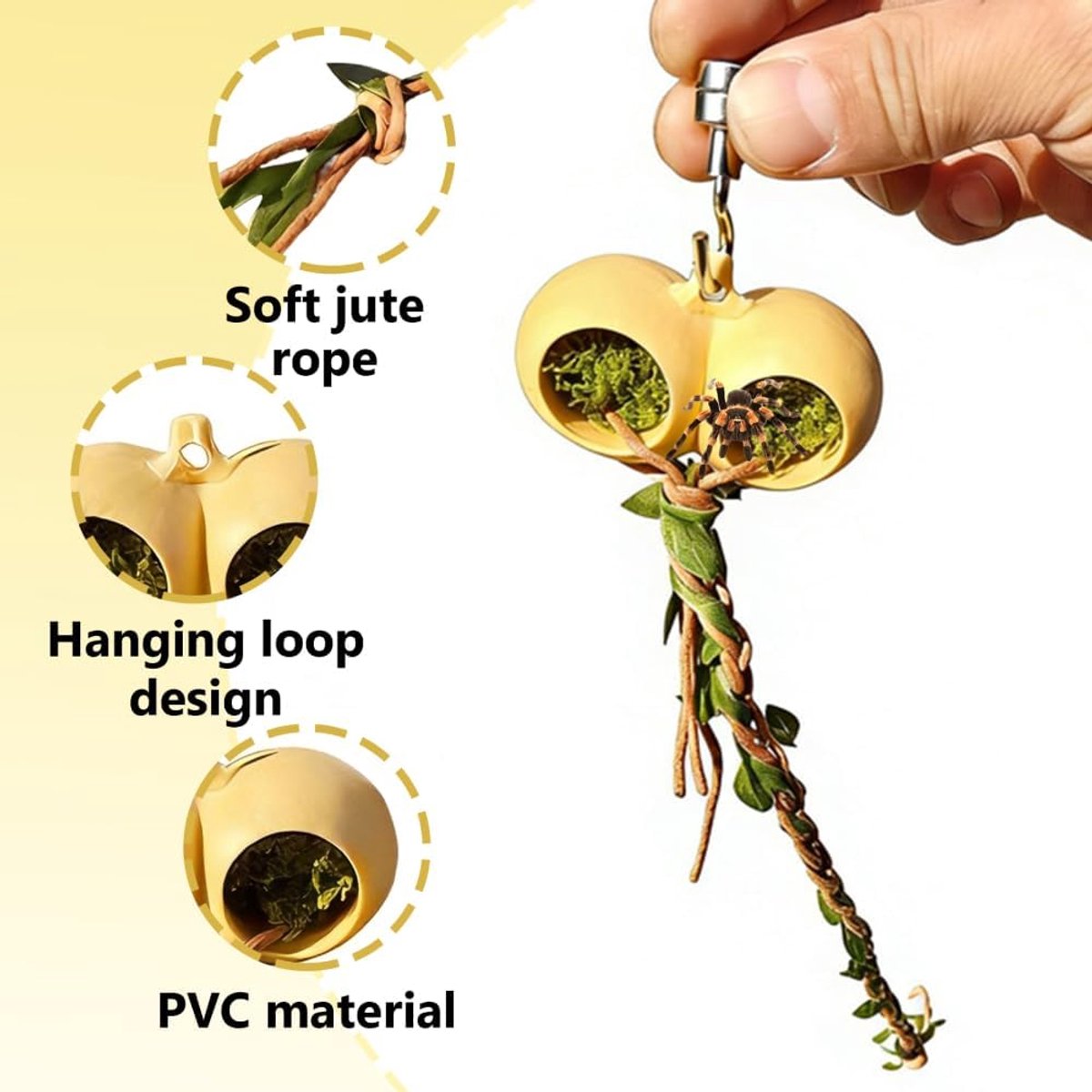 verstoppen, magnetische klimgrot met ranken voor terrarium, natuurlijke terugtrekmogelijkheid voor kleine spinnen en gekko's
