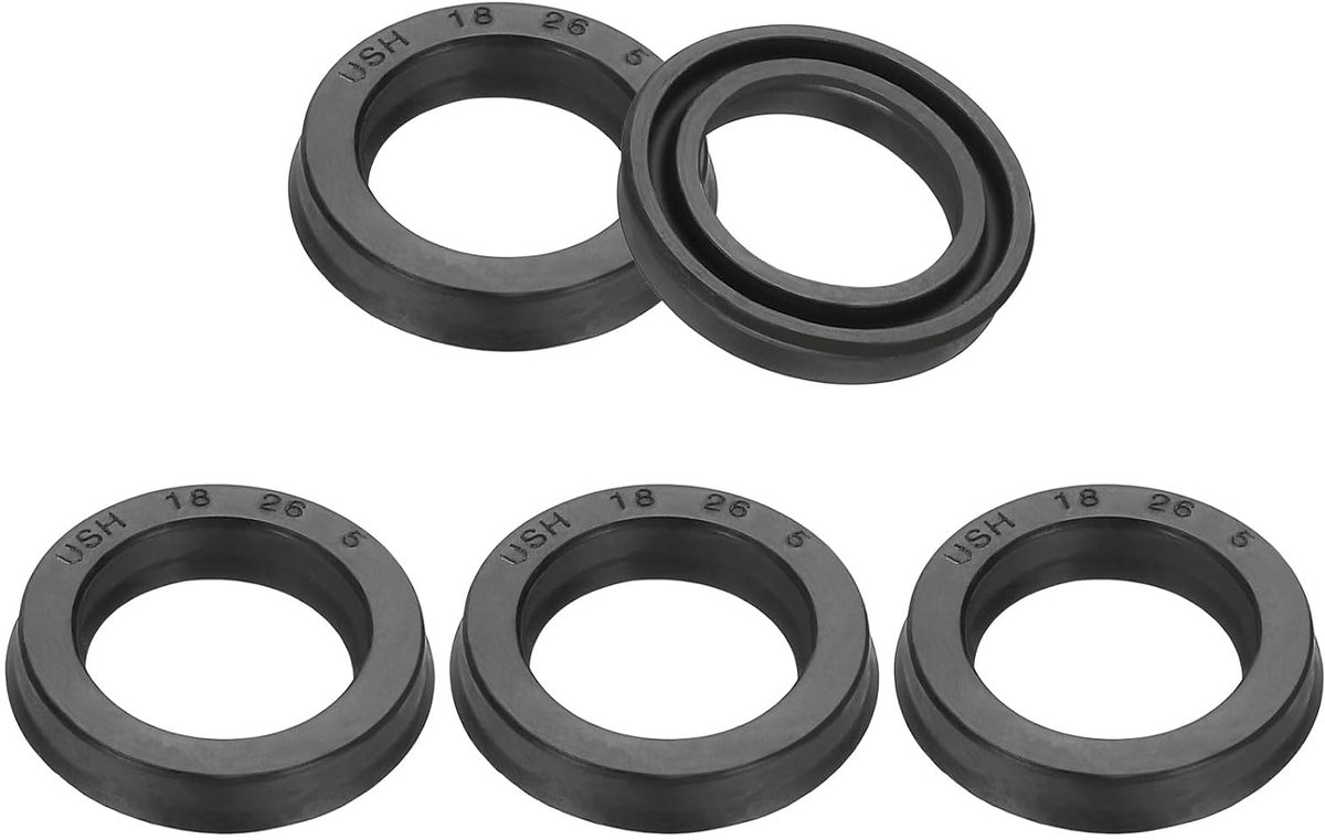 Olieafdichting 18 x 26 x 5 mm, 5 stuks lipafdichtingen, nitrilrubberen afdekking, radiaalasschijf, afdichting voor cilinder, automobielmotor, afvoerschroef, zwart