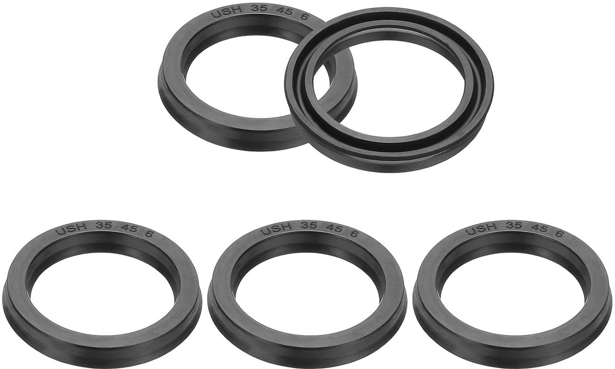 Olieafdichting 35 x 45 x 6 mm, 5 stuks lipafdichtingen, nitrilrubberen afdekking, radiaalasschijf, afdichting voor cilinder, automobielmotor, afvoerschroef, zwart
