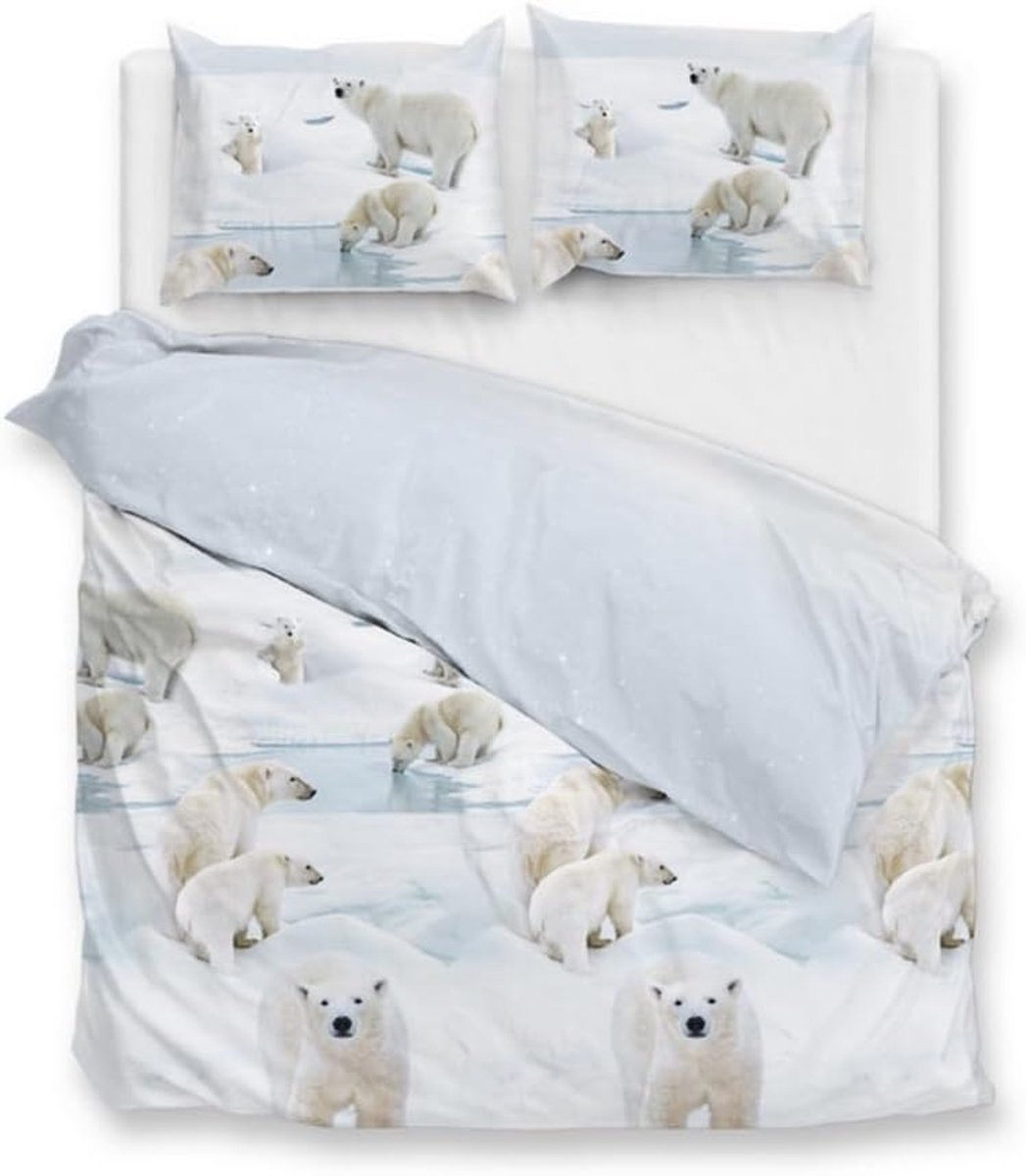 Dekbedovertrek flanel Polare 240x200/220 cm - blauw - zacht en comfortabel - perfect voor een goede nachtrust - SnelShoppen