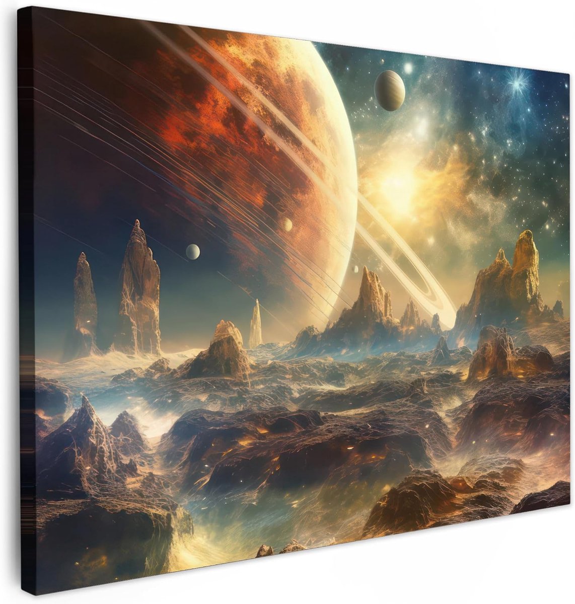 70x50 cm Tuinposter Tuin Tuinposters Voor Buiten Decoratie Tuindecoratie Garden Outdoor Balkon Poster Terras Posters Gebergte - Planeet - Ruimte - Sterren