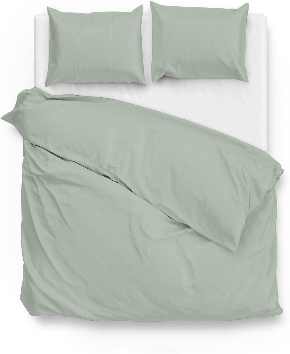 Dekbedovertrek 200x200/220cm - Uni Katoen Satijn - Foam groen - Heerlijk zacht comfort - SnelShoppen