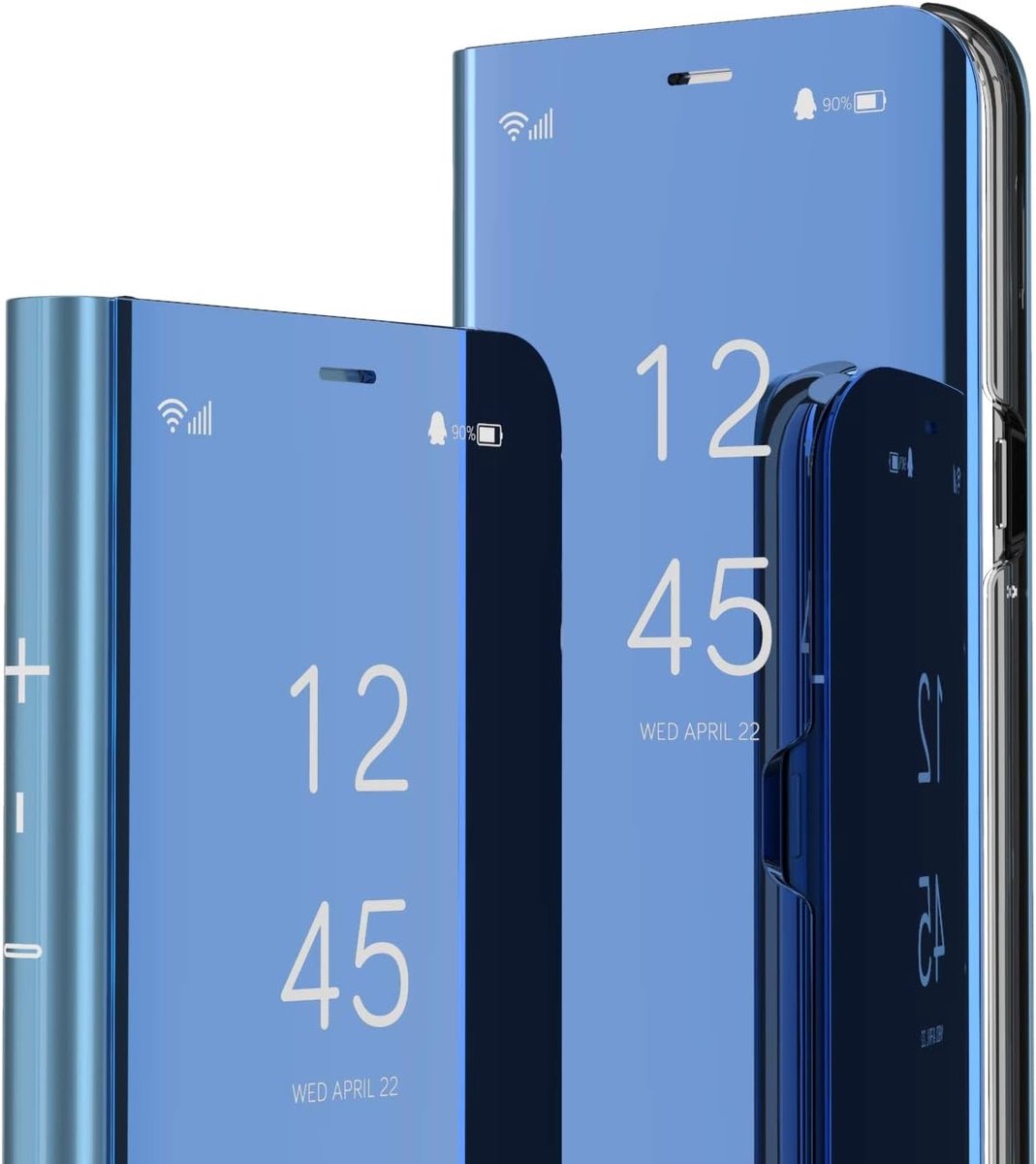 Hoes compatibel met Samsung Galaxy S25 FE Bookstyle spiegel make-up Smart View standaard beschermhoes Flip Case Cover voor Samsung Galaxy S25 FE Flip Mirror Blue QH