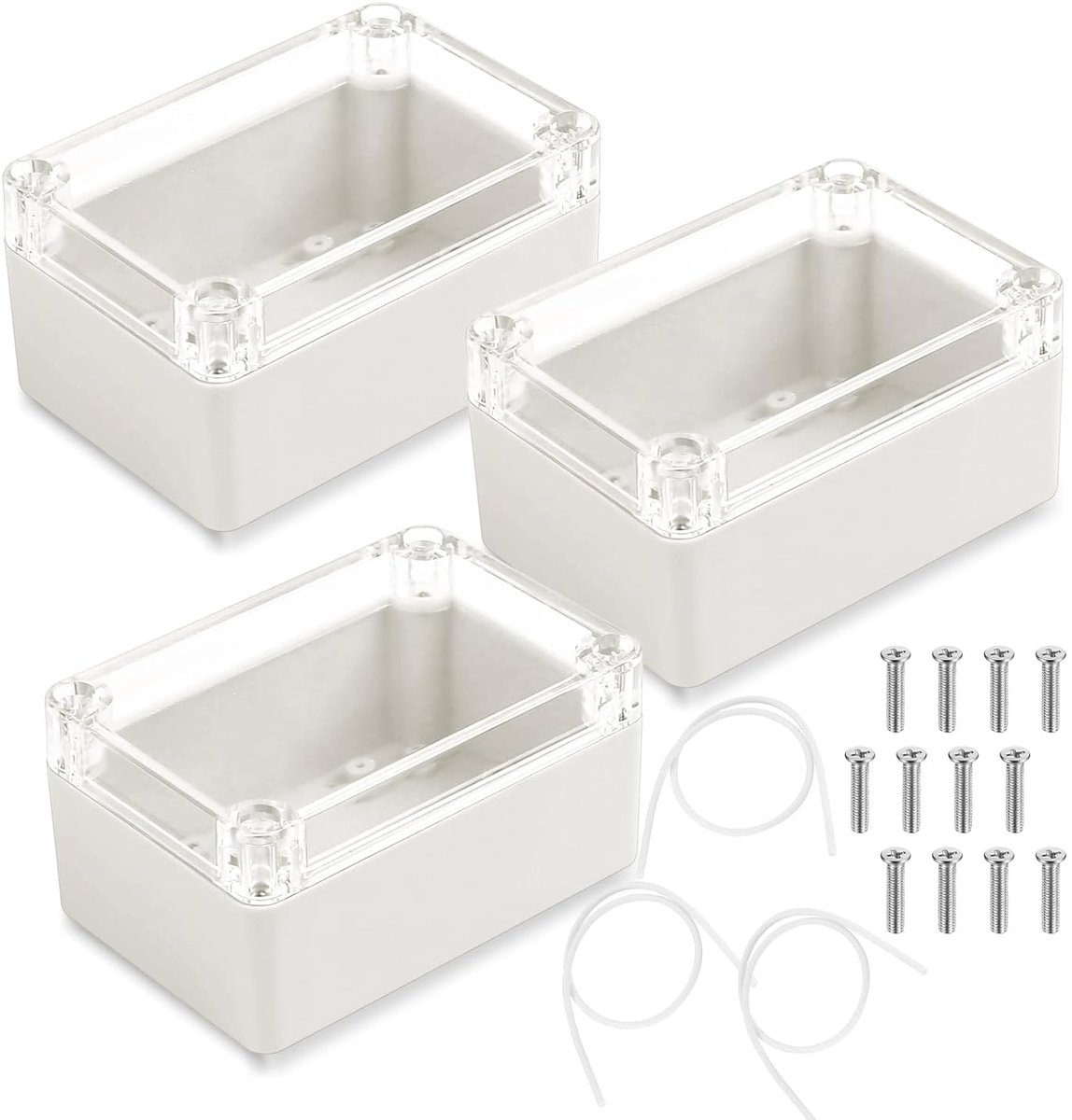 100 x 68 x 50 mm, elektrische box voor buiten, 3 verpakkingen, kunststof behuizing met transparante afdekking, universele projectbehuizing, aansluitbox