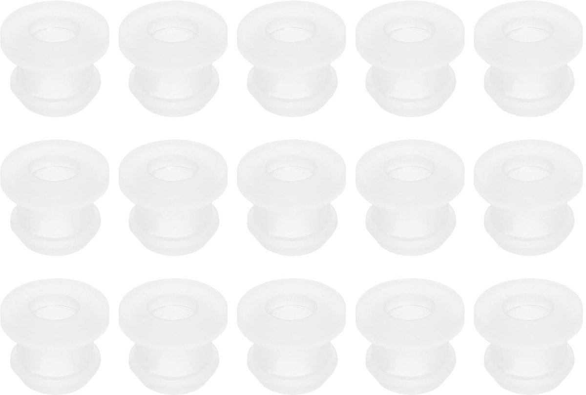 15 stuks rubberen sluitringen, 9 mm, boorgat 6,2 mm, binnendiameter, hoedschijf, zwart, gemaakt van siliconen, voor autobedrading, transparant