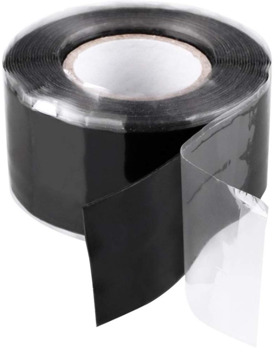 Isolatietape - zwart, afdichtend, sanitair en elektrisch, waterdicht silicium, zelfklevend, flexibel, hittebestendig, 2,5 cm breed, 299,7 cm lengte