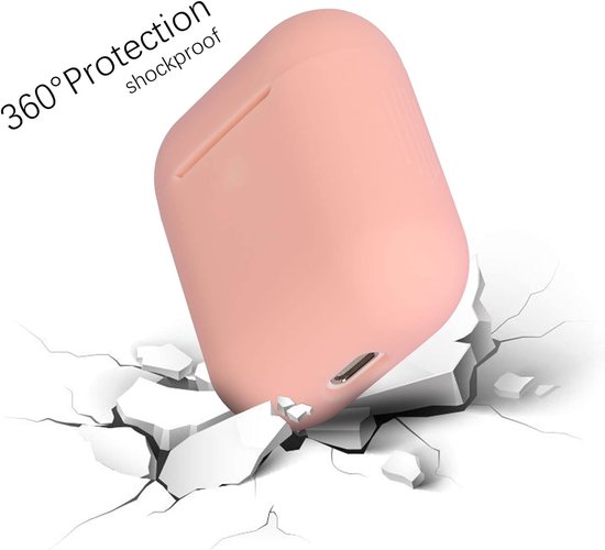 hoes compatibel met AirPods 2 & 1, siliconen beschermhoes, hoes voor AirPods 2 & 1, led aan de voorkant zichtbaar, roze — afbeelding 5