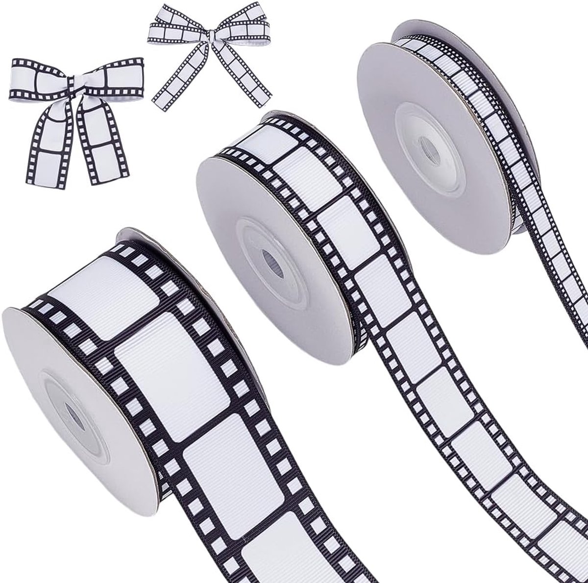 3 rollen folietape 27 m tape voor films 10/22/38 mm rand voor folie in wit en zwart 9 m op rol voor theaterfeesten, doe-het-zelf handwerk, decoratie voor evenementen