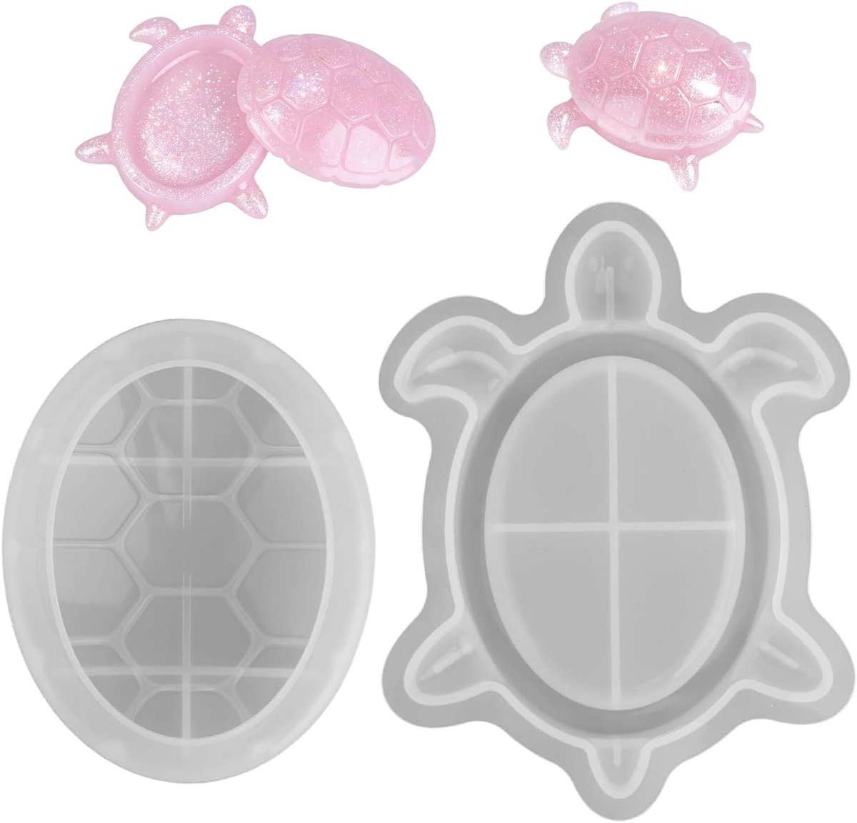 Doos Harsvorm met Deksel, 3D-Zeeschildpad Opbergmal voor DIY-Epoxyharsknutselen Herbruikbaar Oceandier Thema Sieradendoos voor Woondecoratie Snuisterijen Sleutelhangers