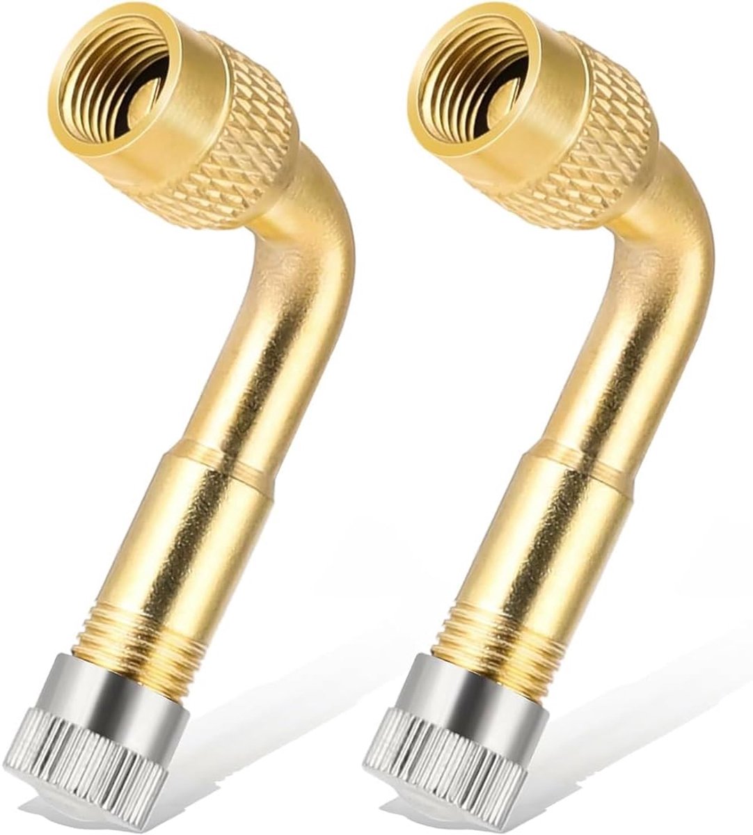 2 stuks 90 graden ventielverlenging, ventielverlenging, koperen ventieladapter, hoekventielverlenging, bandenventielverlenging, voor auto, motorfiets, fiets, scooter