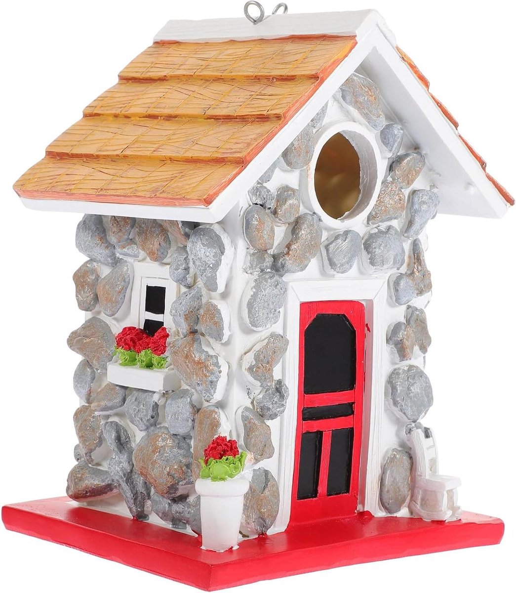 Vogelhuisje Hangend - Nestkastje Decoratief - Tuin Decoratie - Weerbestendig Kunsthars - 19 cm Breed - Meerkleurig