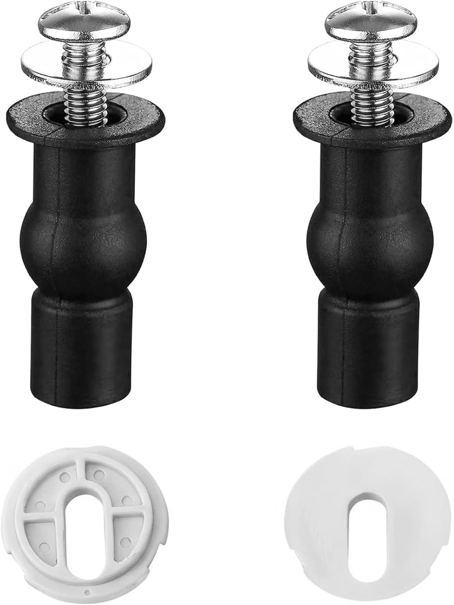 2 stuks wc-brilbevestiging, wc-bril-reserveonderdelen, expansieschroef voor toiletbrilbevestiging, wc-bevestigingsset, toiletbril bevestigingsschroef, met kunststof gesp (zwart)