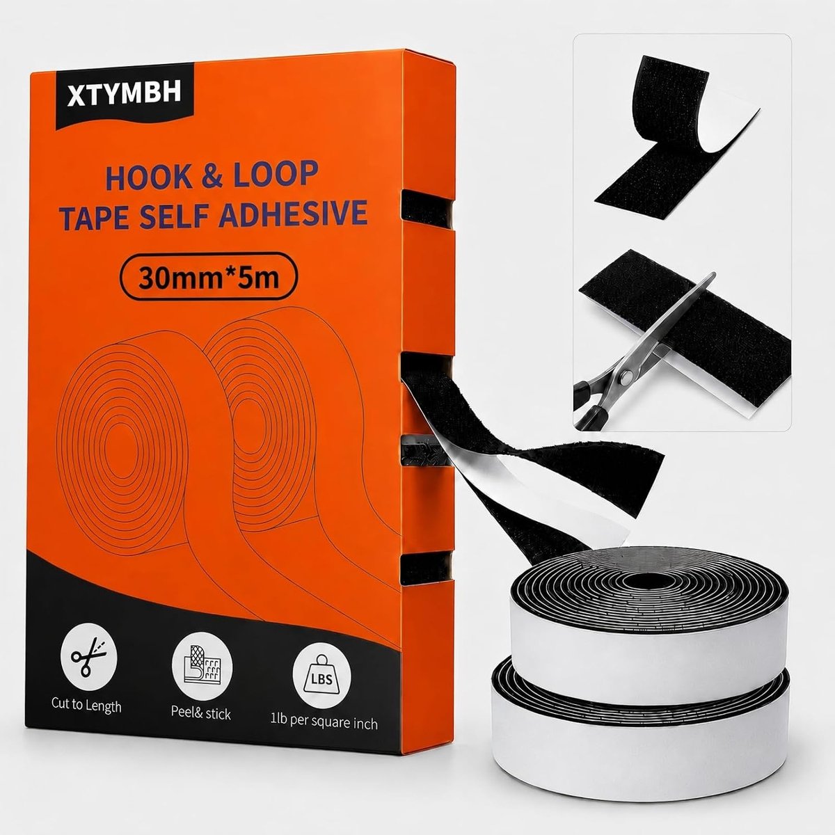 Haak en lus tape 30 mm x 5 m - sterk en multifunctioneel - zelfklevend - ideaal voor tapijt en stof - ShopVlot