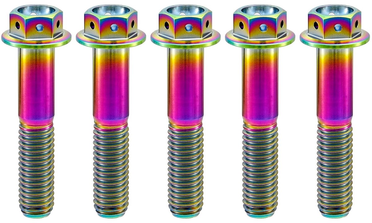 Titanium bouten M6x30mm - regenboog kleur - duurzame titanium flensbouten - voor een sportieve uitstraling - ShopVlot